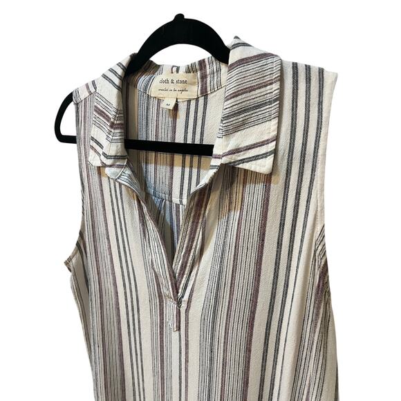 Cloth & Stone Anthropologie Beige Gray Linen Blend Striped Tank Dress Sz
Medium - Picture 4 of 11